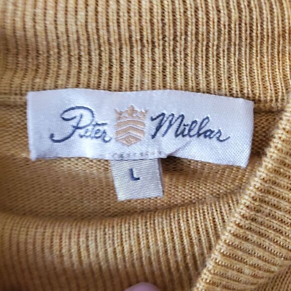 Peter Millar Cashmere Wool & Silk Blend Sweater Mens Large Gold Mock Turtleneck - Picture 4 of 4